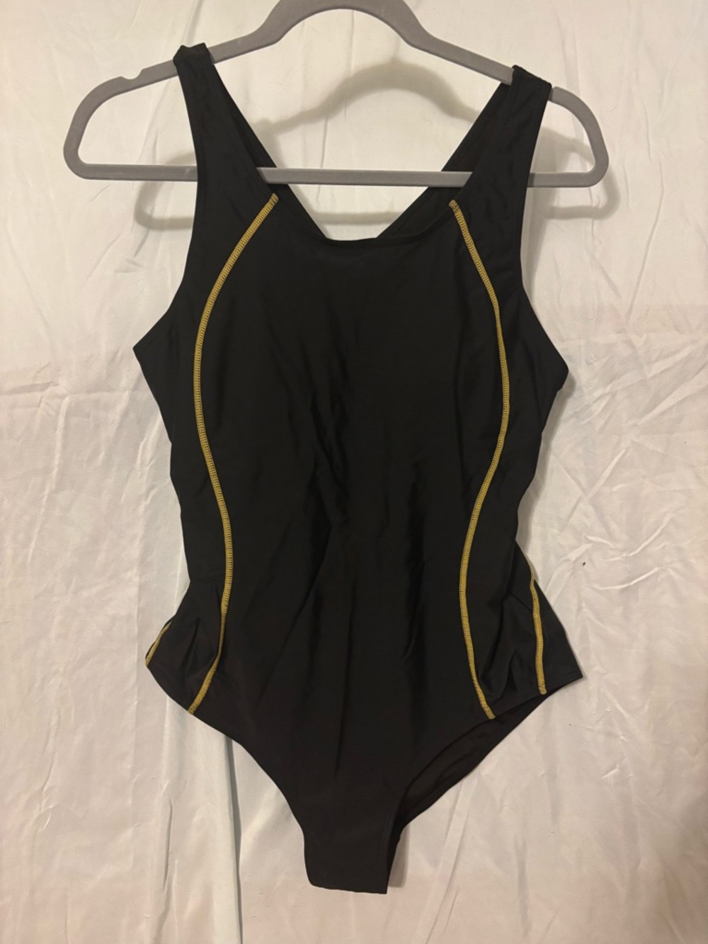 BeautyIn Athletic Racerback One Piece Swimsuit Black Gold Modest Sport Size XL